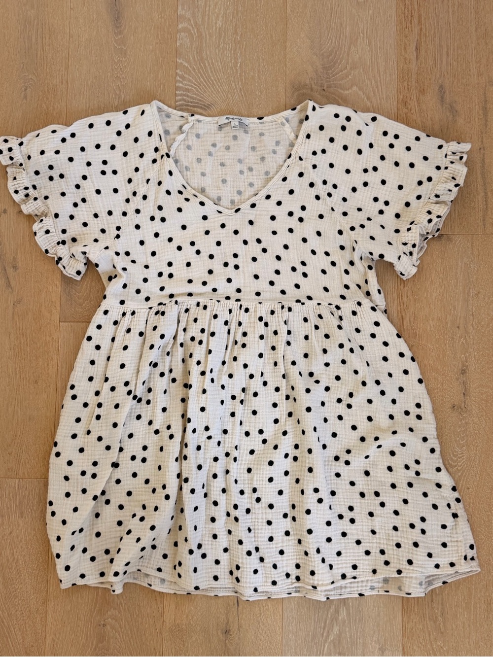 Madewell Cream Dress with Black Polka Dots